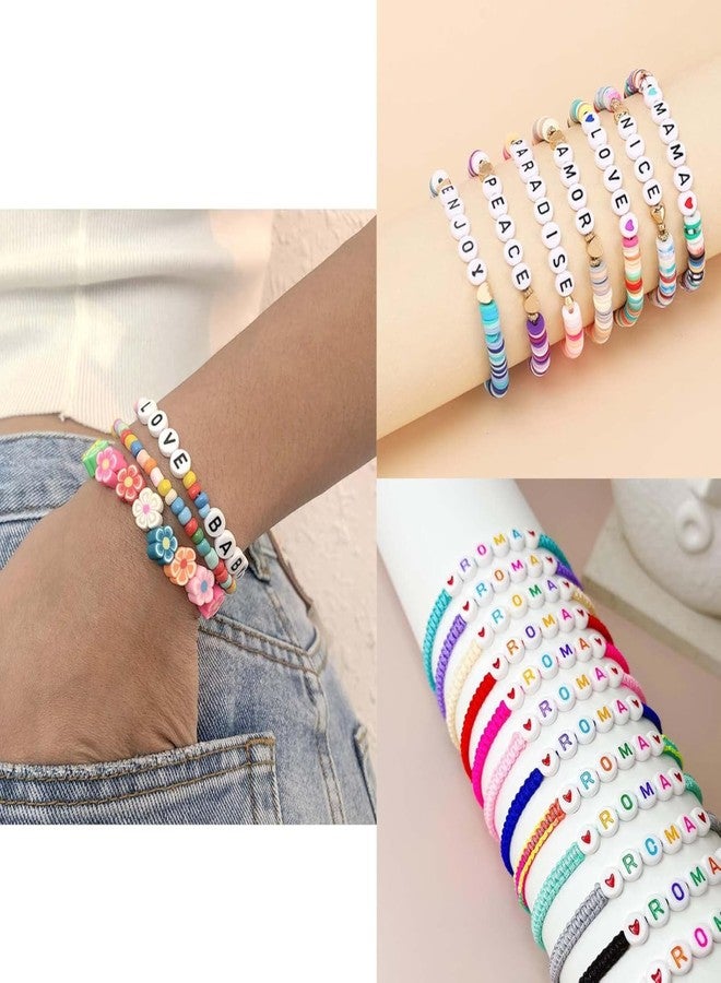 Tdas 750 Pieces Round Acrylic Alphabet Letter Beads A-Z Mixed Plastic Shape Loose Beads for DIY Jewellery Making Bracelets Necklaces Key Chains for Arts Crafts Supplies (White-Multicolor) - Image 5